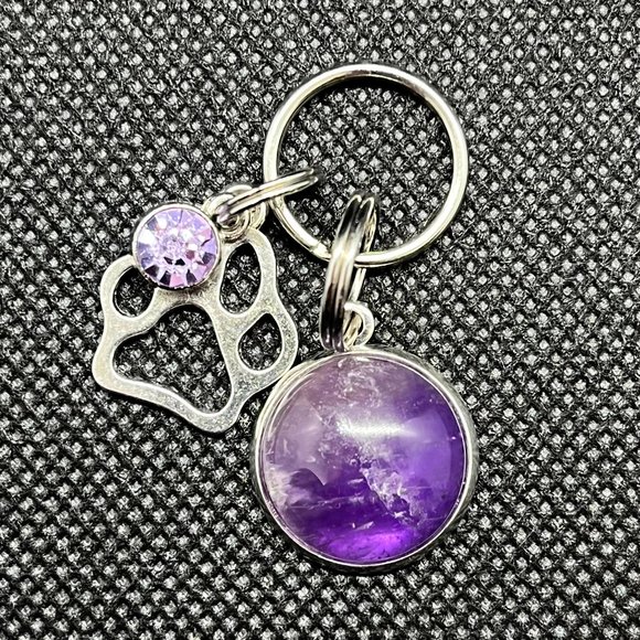 Pet Collar Charm with Amethyst Gemstone for Dog or Cat - Picture 1 of 2